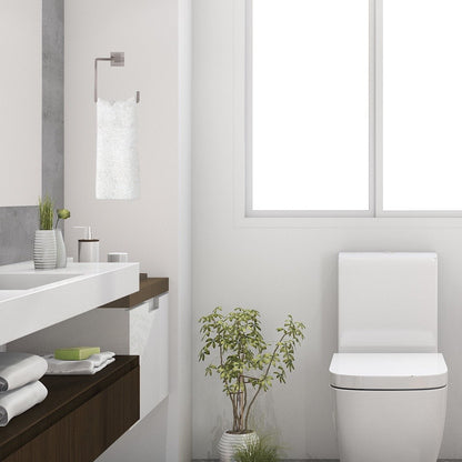 Modern Towel Ring Satin Nickel Finish Bathroom Kitchen Accessory Durable Metal Construction Easy Install Concealed Screws