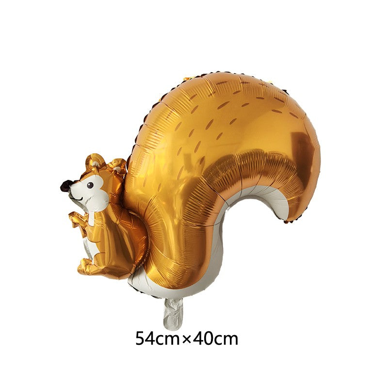 Cartoon Animal Standing Squirrel Balloon Pinecone Shaped Aluminum Film Balloon Forest Theme Baby Shower Birthday Party Decor