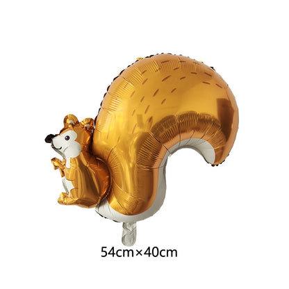 Cartoon Animal Standing Squirrel Balloon Pinecone Shaped Aluminum Film Balloon Forest Theme Baby Shower Birthday Party Decor
