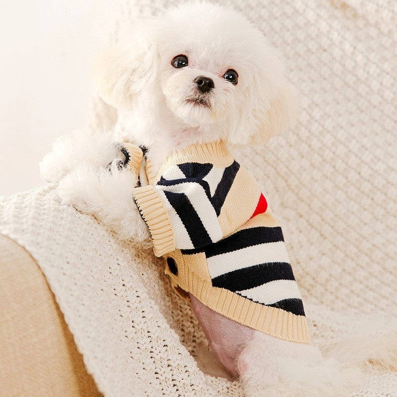 Roupas de luxo para cães, Chihuahua, suéter listrado, Bichon Frise, cachorro, gato, casaco quente, acessórios para cães e gatos, roupinhas para animais de estimação