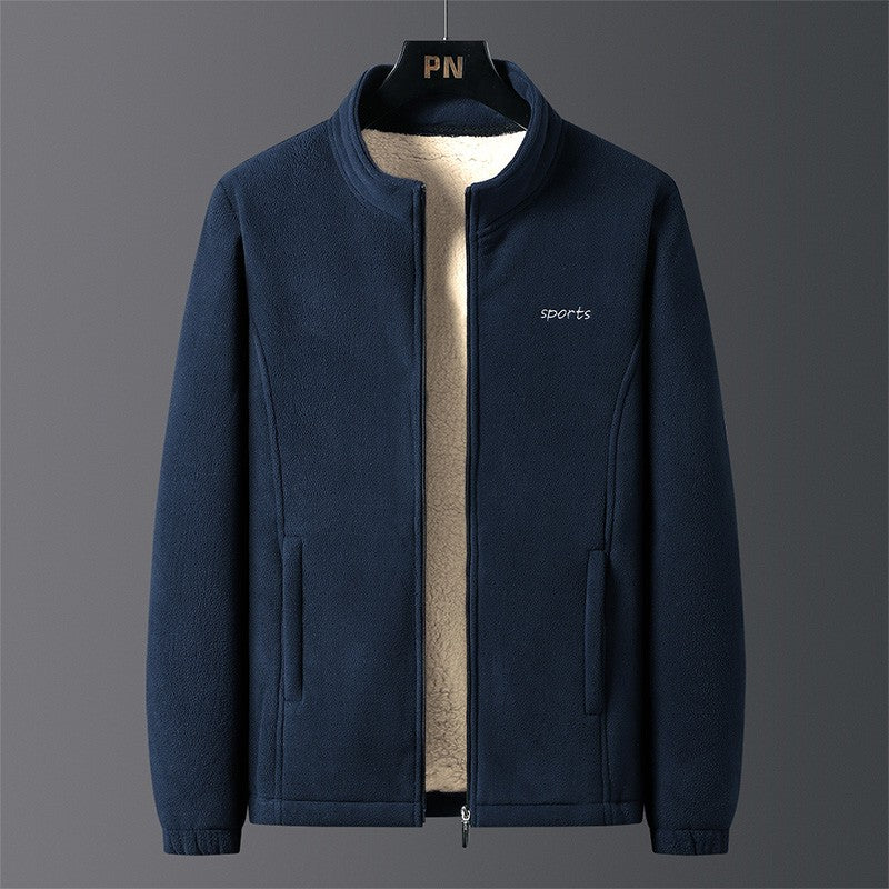 Jaqueta Masculina de Algodão Gola Alta, Espessa, Lã de Cordeiro, Confortável, Quente, Respirável, Corta-Vento, para Pesca de Lazer no Inverno