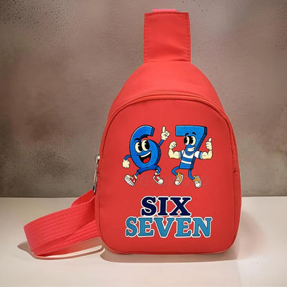 Kids Funny Meme 6 7 Purses and Handbags Italian Brainrot Meme Lightweight Single Shoulder Bag Girl Boy Purse for Daily Travel