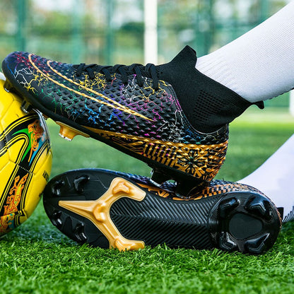New Men Soccer Shoes Training Boys Outdoor Sport Football Boots Adult Long Spikes Non Slip Cleats Breathable Match Comfortable