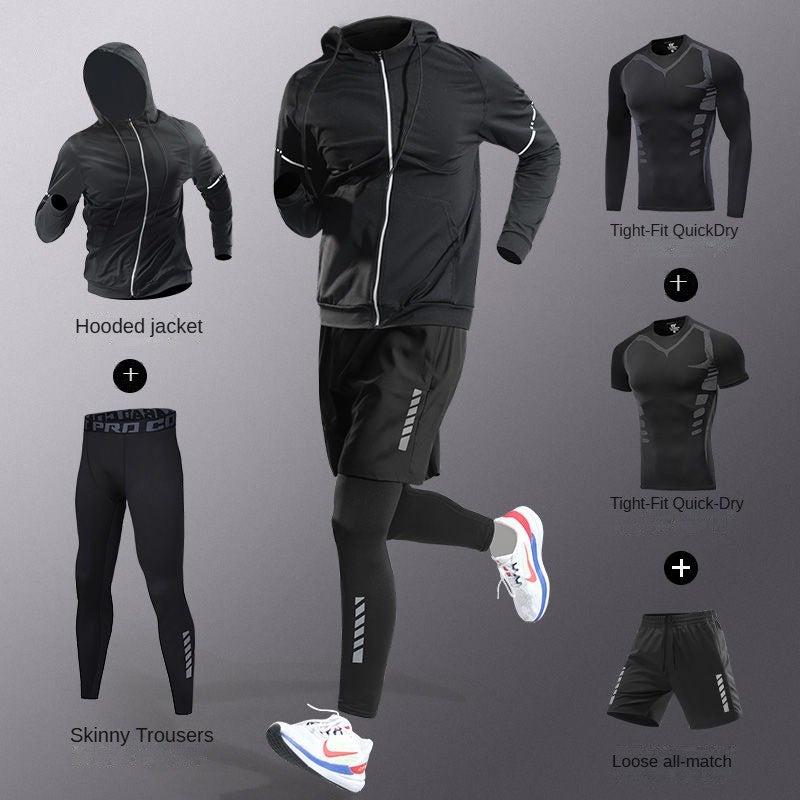 3-7Pcs Men's Ice Fiber Quick-Dry Running Fitness Full Set/Suit Tracksuit For Marathon, Training Cycling?Jogging,Gym? sweatpants