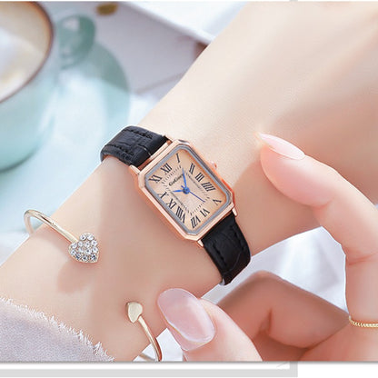 Women's Watch Retro Roman Blue Needle Scale Design Fashionable Square Watch Quartz Watch