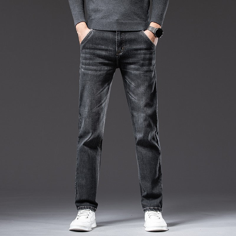 Autumn Winter New Business Men's Jeans Classic Fashion Stretch Washed Casual Denim Trousers Comfortable Straight Male pants