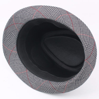 Check Fedora Middle-aged and elderly spring/summer leisure gentleman jazz hat men's artistic sunshade Party Bucket hat