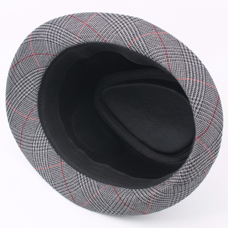 Check Fedora Middle-aged and elderly spring/summer leisure gentleman jazz hat men's artistic sunshade Party Bucket hat