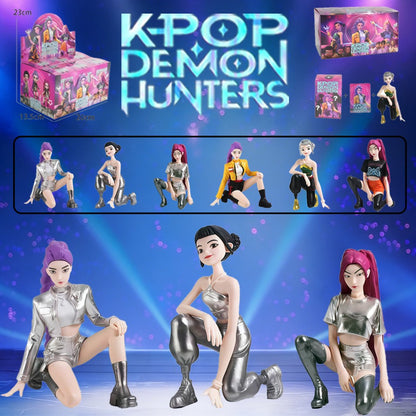 Conjunto de Bonecos Colecionáveis Kpop Demon Hunters Huntrix - Rumi Mira Zoey Sussy Tigre Derp Brinquedos Temáticos KPop para Fãs
