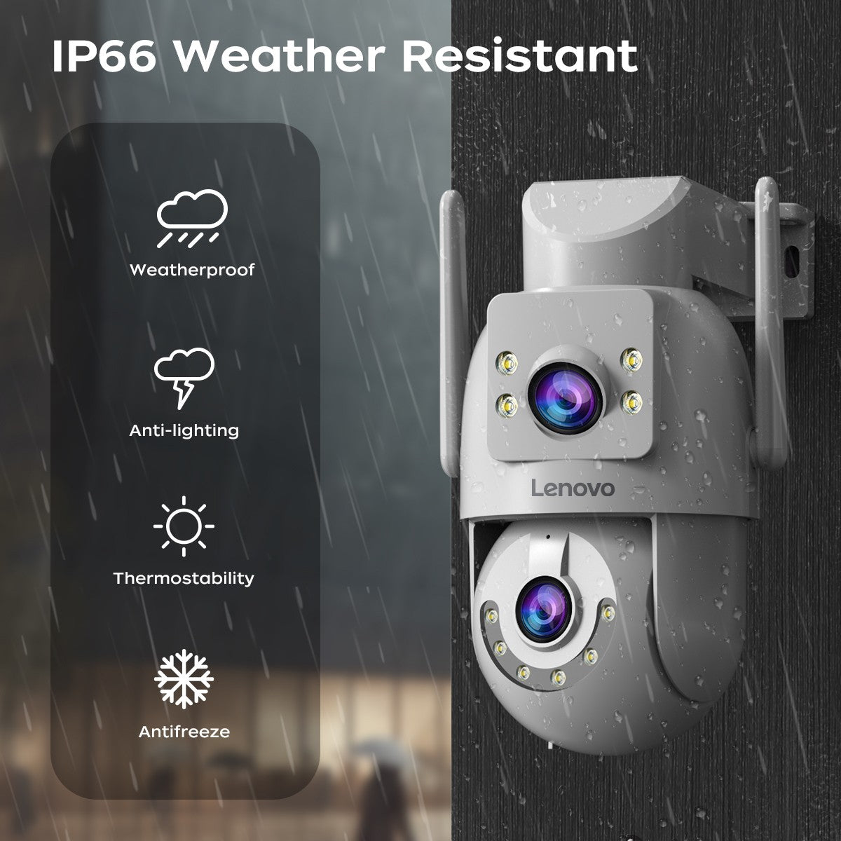 Lenovo HD PTZ Camera Outdoor 6MP Dual Lens Dual Screen 5G Wifi Auto Tracking CCCTV Camera Security Protection Video Surveillance