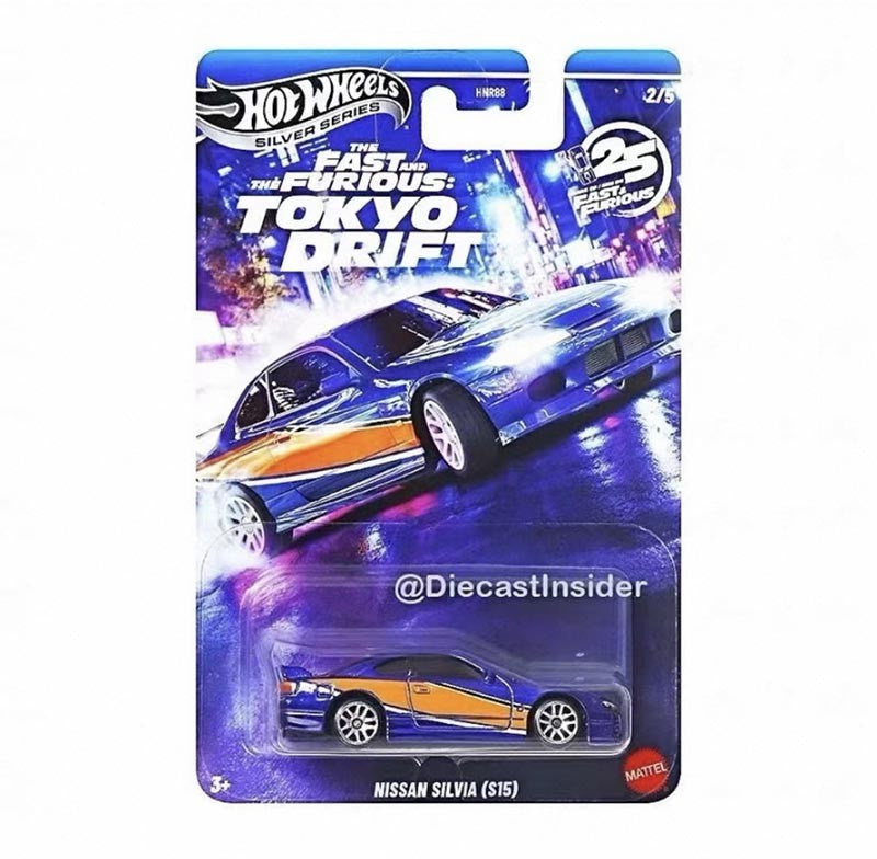 Mattel Hot Wheels Velozes e Furiosos M HNR88 Silver Series Tokyo Drift Set Nissan Chevrolet Carro em Miniatura Colecionável na Escala 1/64