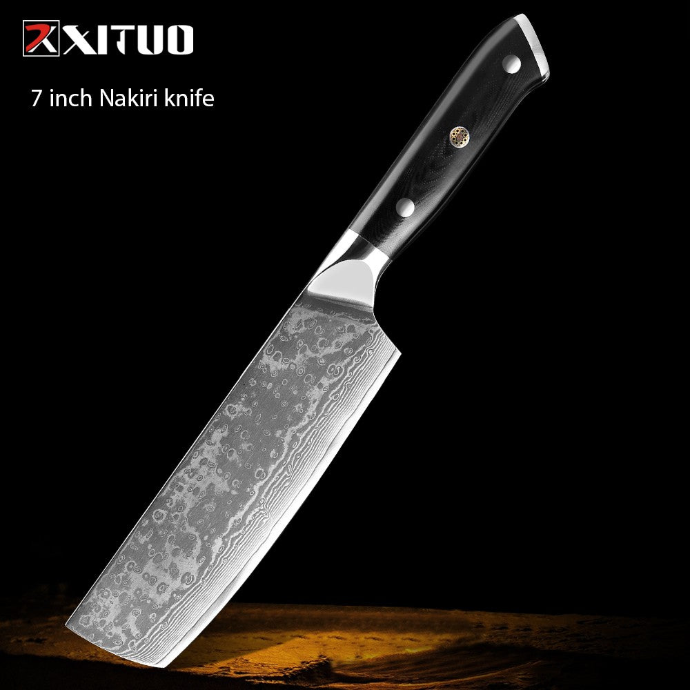 1-9 PCS Chef Knife Set Damascus Steel Kitchen Knives Razor Sharp Cleaver,Paring,Bread,Boning,Chef Special Knife With G10 Handle