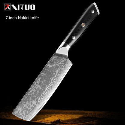 1-9 PCS Chef Knife Set Damascus Steel Kitchen Knives Razor Sharp Cleaver,Paring,Bread,Boning,Chef Special Knife With G10 Handle