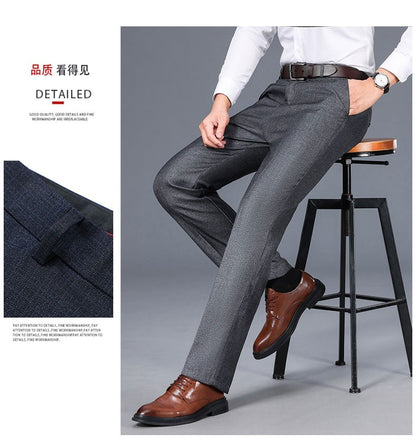 Top Quality 100% Cotton New Brand Casual Fashion Business Straight Long Dress Pants High Waist Trousers Men's Clothing