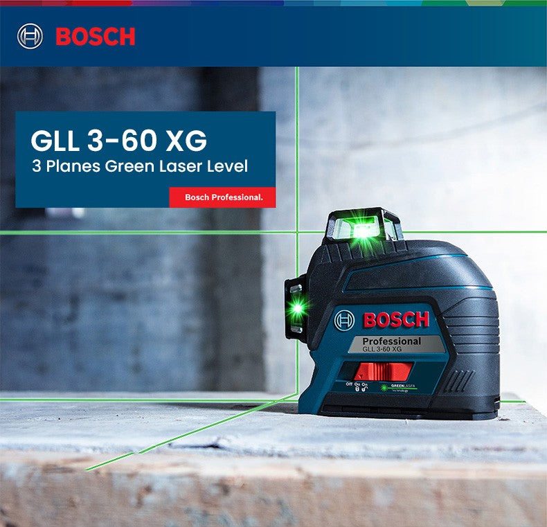 Nível a Laser Bosch GLL 3-60 XG 12 Linhas Verde Nível 3D Autonivelante 360 Horizontal e Vertical Cruz 30m Ferramenta de Medição Potente