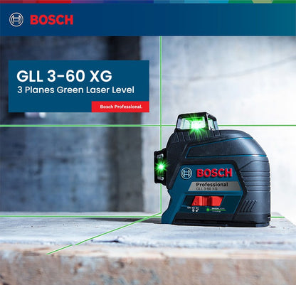 Nível a Laser Bosch GLL 3-60 XG 12 Linhas Verde Nível 3D Autonivelante 360 Horizontal e Vertical Cruz 30m Ferramenta de Medição Potente
