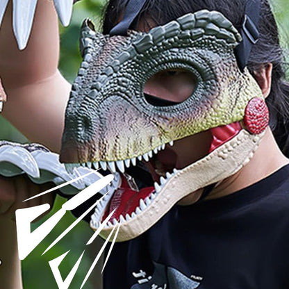 Moving Jaw Dino Mask with Dinosaur Scream Dinosaur Head Face Mask Lifelike Dinosaur Mask Headwear for Halloween Carnival Party