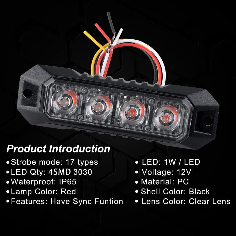 1PCS 4LED Strobe Warning Grille Flashing Lights Emergency Universal Trailer Truck Police Strobos Car Security Signal Lamp 12-24V