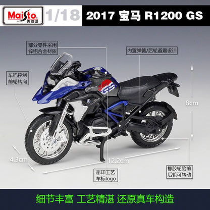 Maisto 1:18 Bmw R1200 Gs 2017 R 1200 Mock-up Alloy Motorcycle Model With Chassis
