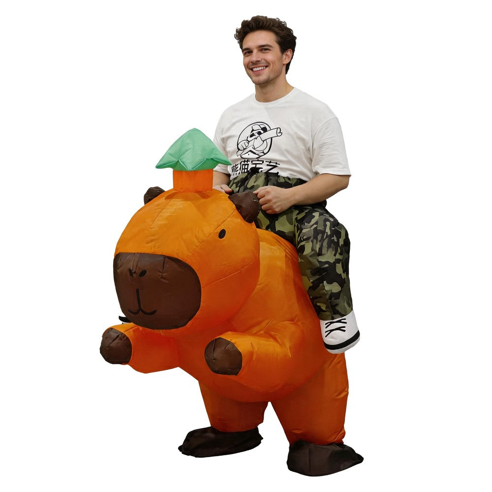 Cartoon Inflatable Capibara Ride on Costume Mascot Carnival Halloween Character Cosplay Fancy Costume Funny Performance Costume