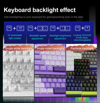 Teclado Mecânico Gamer E-YOOSO Z94 USB com Fio LED Monocromático Retroiluminado Switch Azul Vermelho 94 Teclas para Computador Laptop PC