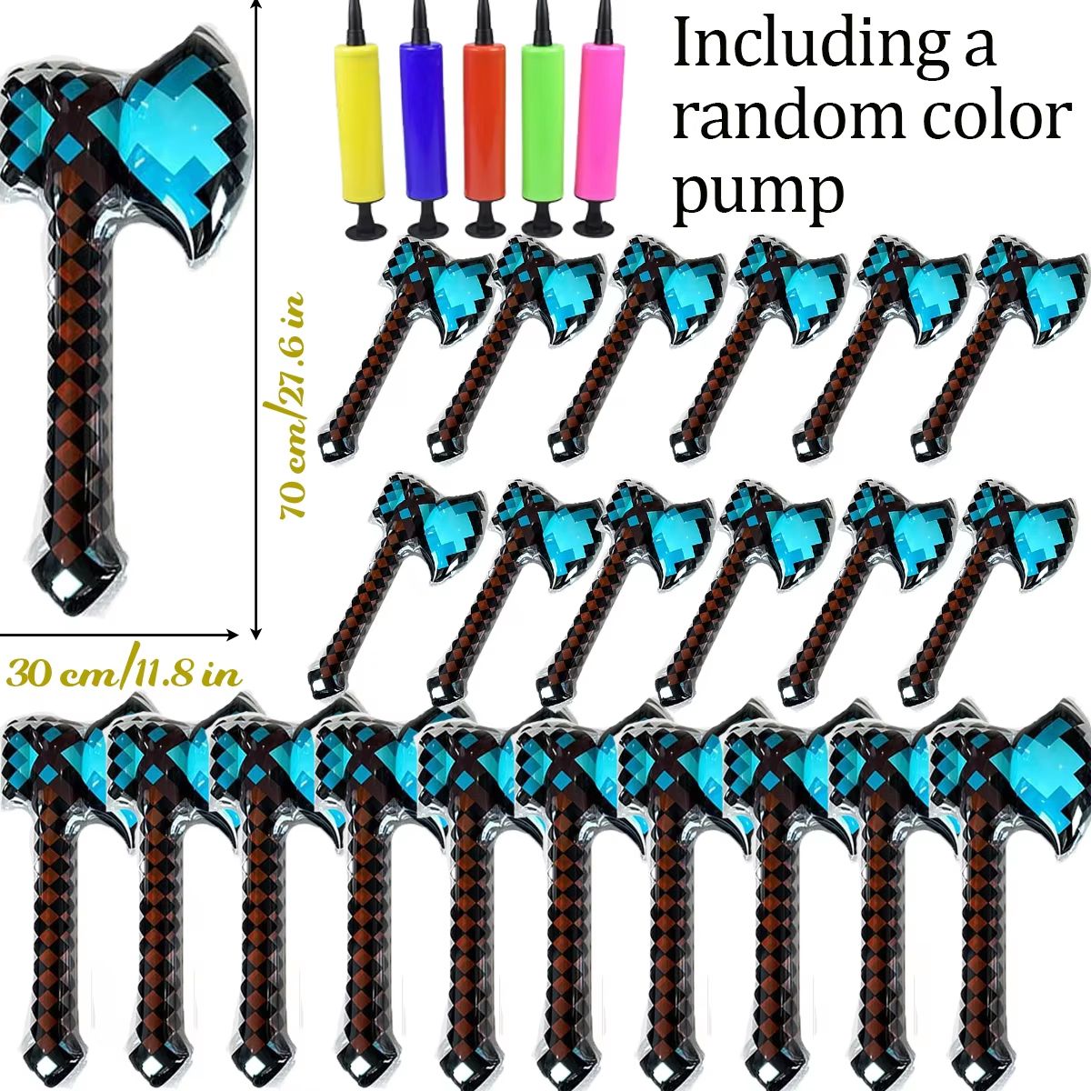 12-72Pcs Inflatable Weapons for Kids Pixel Diamond Swords Inflatable Sword for Theme Party Birthday Halloween Party Cosplay