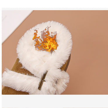 Winter Fur Boots For Girls Thick Warm Children's Plush Snow Boots Soft Warm Velvet Cotton Shoes Winter Kid's Padded Boots