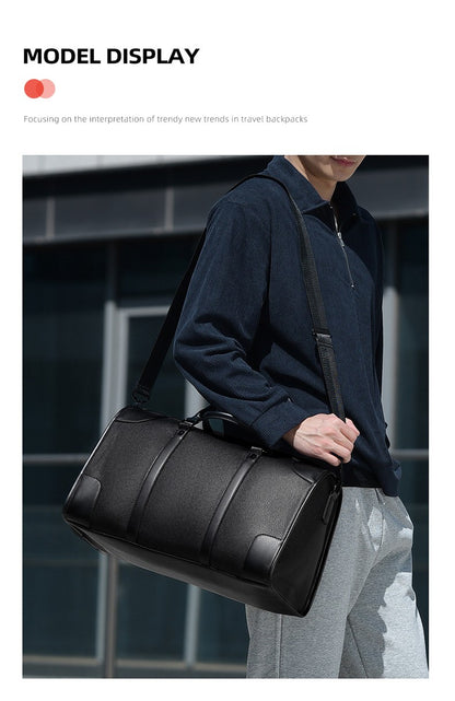 Men‘s Luxe Business Travel Bag Large Capacity with 15.6' Laptop Waterproof PU Material Lightweight for Trip Gym Bolsos de Viajes