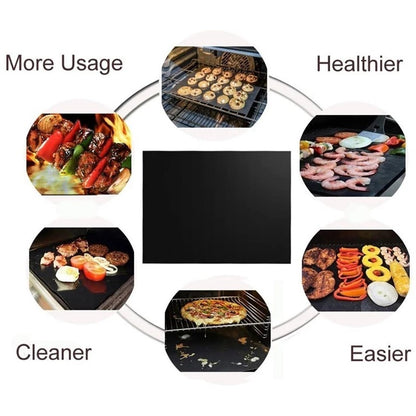 Non stick BBQ Grill Mat 40*33cm Party Mat Black Barbecue Plate Cooking Grilling Sheet Heat Resistance Easily Clean Kitchen Tools