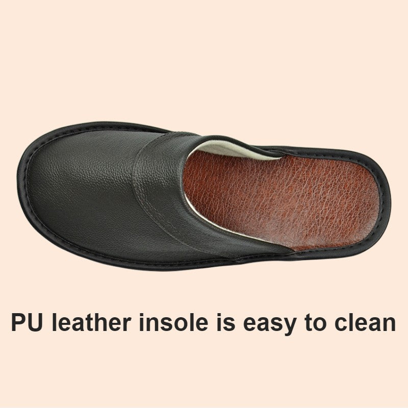 Big sizeGenuine Cow Leather Slippers Homes in indoor slipper Spring Autumn men women elderly non-slip casual single Slides shoes
