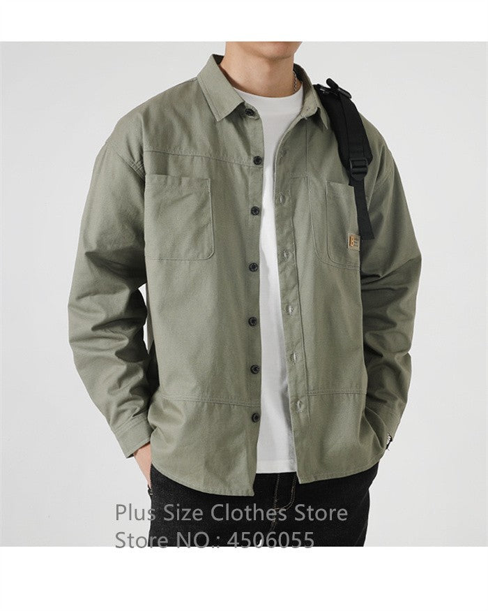 Loose Casual Boys Shirts Outdoor Long Sleeve Army Green Cotton 7XL 8XL 9XL 10XL 150KG Plus Size Cargo Blouses Black Men Clothes