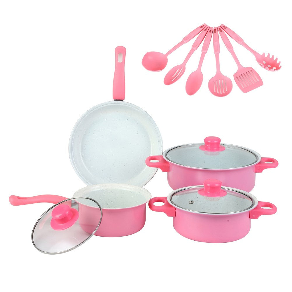 Conjunto de Panelas Antiaderente 12 Peças Panela de Cozinha com Tampa Frigideira Wok Leiteira Frigideira de Pedra Maifan para Todos os Tipos de Fogão