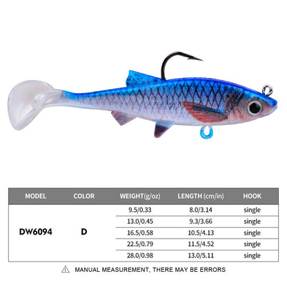 New PVC T-Tail Jig Soft Bait 9.5-28g Shad Swimbait Artificial Lure for Zander Pique Low Fishing