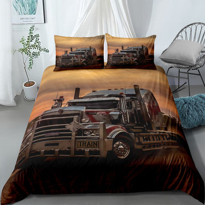 European Big Truck Duvet Cover Set EU Single Double King US Twin Full Queen Size Bed Linen Set