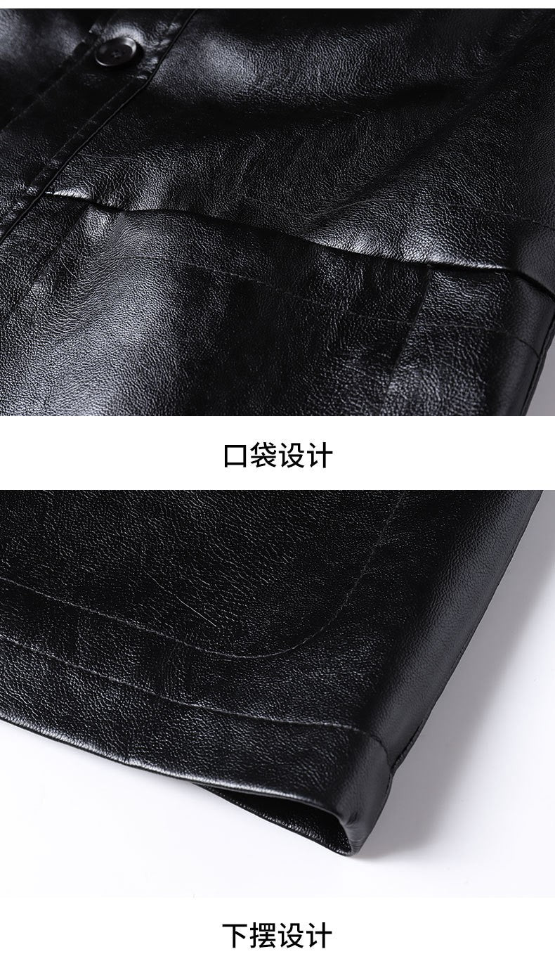 2025 Men's Soft PU Leather Jackets Business Office Coats Breathable Solid Male Faux Leather Jackets Warm Outerwear Plus Size 7XL