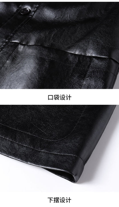 2025 Men's Soft PU Leather Jackets Business Office Coats Breathable Solid Male Faux Leather Jackets Warm Outerwear Plus Size 7XL