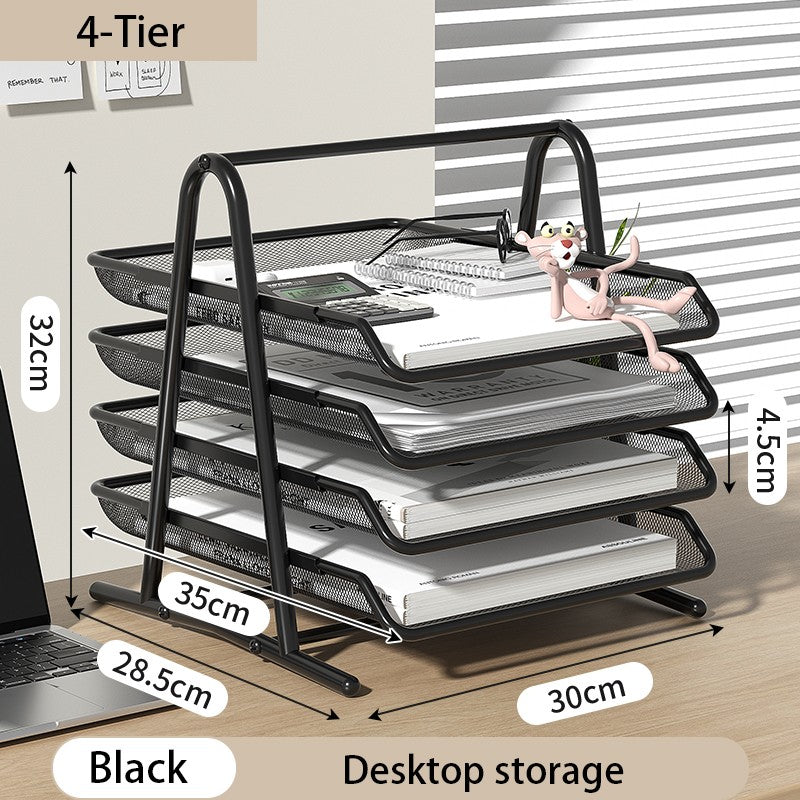 Bandeja de malha para cartas, organizador de papel de mesa de escritório com bandejas deslizantes para acessórios de mesa, material de escritório e armazenamento de arquivos, preto