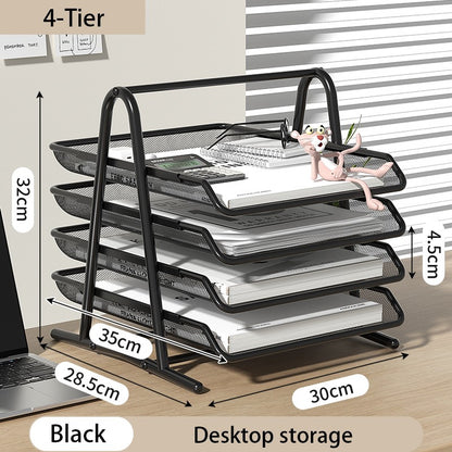 Bandeja de malha para cartas, organizador de papel de mesa de escritório com bandejas deslizantes para acessórios de mesa, material de escritório e armazenamento de arquivos, preto