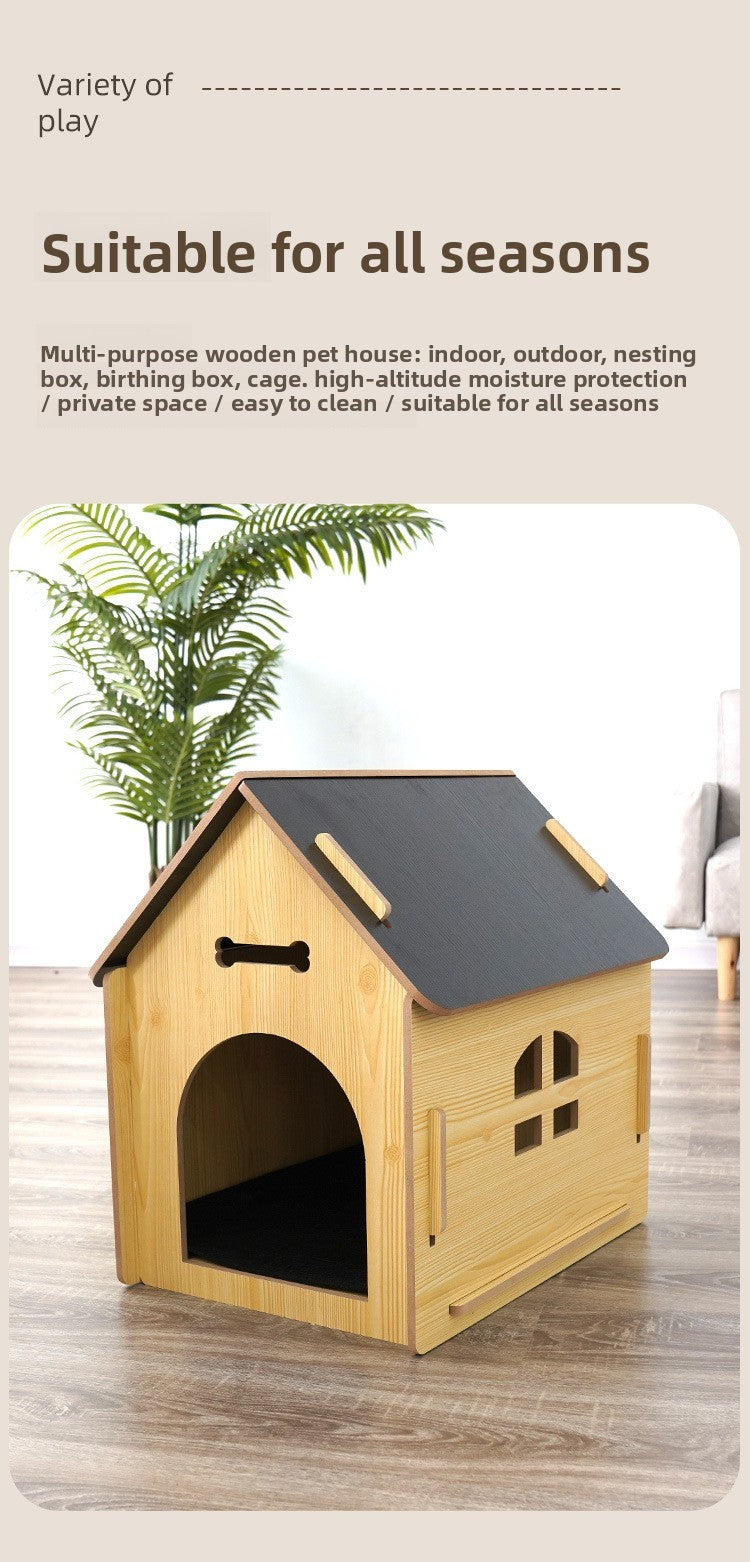 Casinha de cachorro e casinha de gato de madeira nova, casinha de cachorro com janela para animais de estimação, cabine para animais de estimação destacável, placa Osson de alta densidade, com portas de ferro