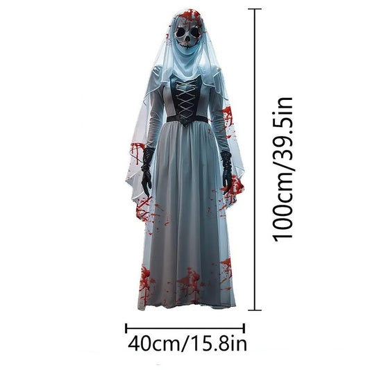 2D Halloween horror skull bride background cloth Halloween horror atmosphere haunted house indoor and outdoor decoration supplie