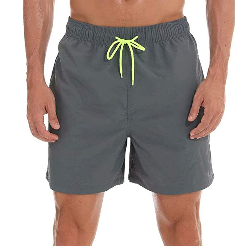 Men's Swim Trunks Quick Dry Beach Shorts, Elastic Closure Swimming Shorts with Zipper Pockets and Mesh Lining