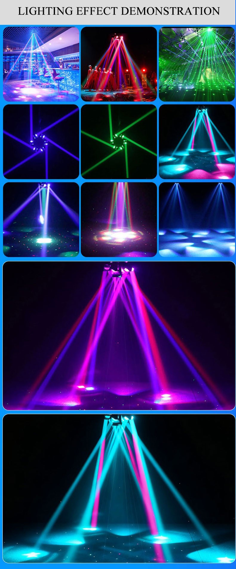 6-Arm Bee Eye Moving Head Dj Light 150W RGBW Stage Party Beam Light DMX512 Sound Activated Disco Lighting with Remoter