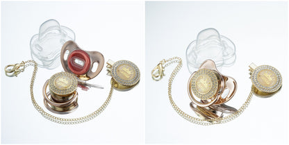 Miyocar Bling Custom Pure Green Pacifiers Bring 3 Replacement Silicone Teat Include All Size for Boy Girl Baby Shower Gift