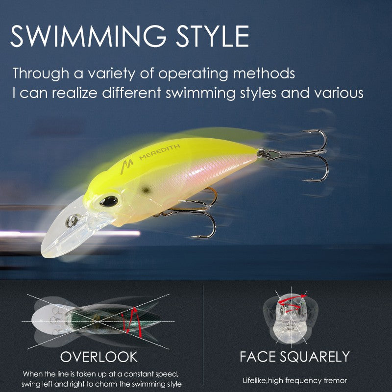 MEREDITH JERK CRANK M65 8A 14g Hot Model Isca de Pesca Artificial Rígida 11 Cores Wobbler Minnow Profissional de Qualidade Profundidade 2.0-2.5m