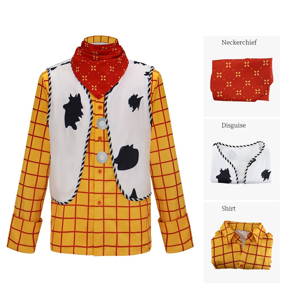 Movie Story Woody Cosplay Costume Story Halloween Woody Tracy cosplay Shirt Vest Bandana Sheriff role-playing costume