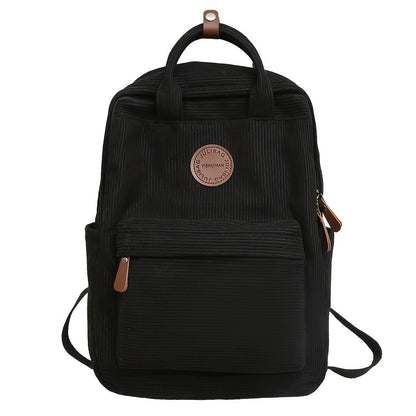 Casual Corduroy Backpack for Teens, 14 Laptop Compartment, High School & College Bag with Zipper Pocket, Backpacks for School