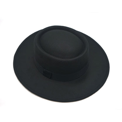 Red fedora hat men's flat top hat ladies felt jazz hat oval hat Panama new hip-hop fedora hat flat brim wholesale