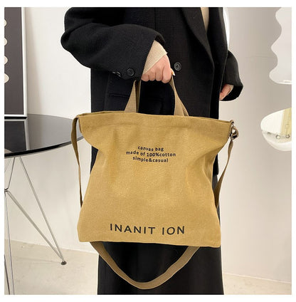 Japanese Canvas Men's and Women's Simple Cross-body Bag Wash Canvas Thick Handbag Large Capacity Arts Students Package Satchel