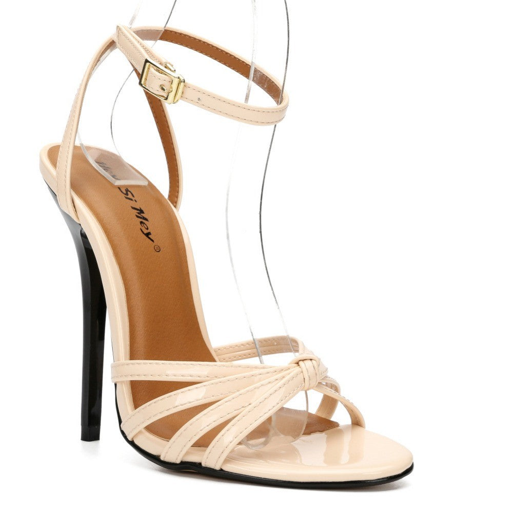 New Oversized Women's Shoes Fake Women's Cross Dressing Fun Shoes large-size 37-48 Thin high heels 13cm lace up women's sandals