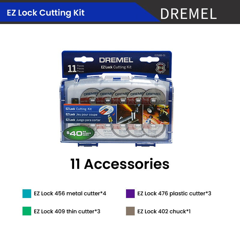 Kit de Corte Dremel EZ Lock Cortador de Plástico 476 Mandril 402 Cortador Fino 409 para Ferramenta Elétrica de Esmerilhamento EZ688-01 / 686